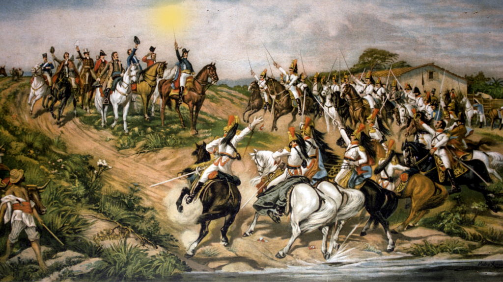 Independência ou Morte mas editado para fins cômicos, mancha amarela representa as leis trabalhistas
